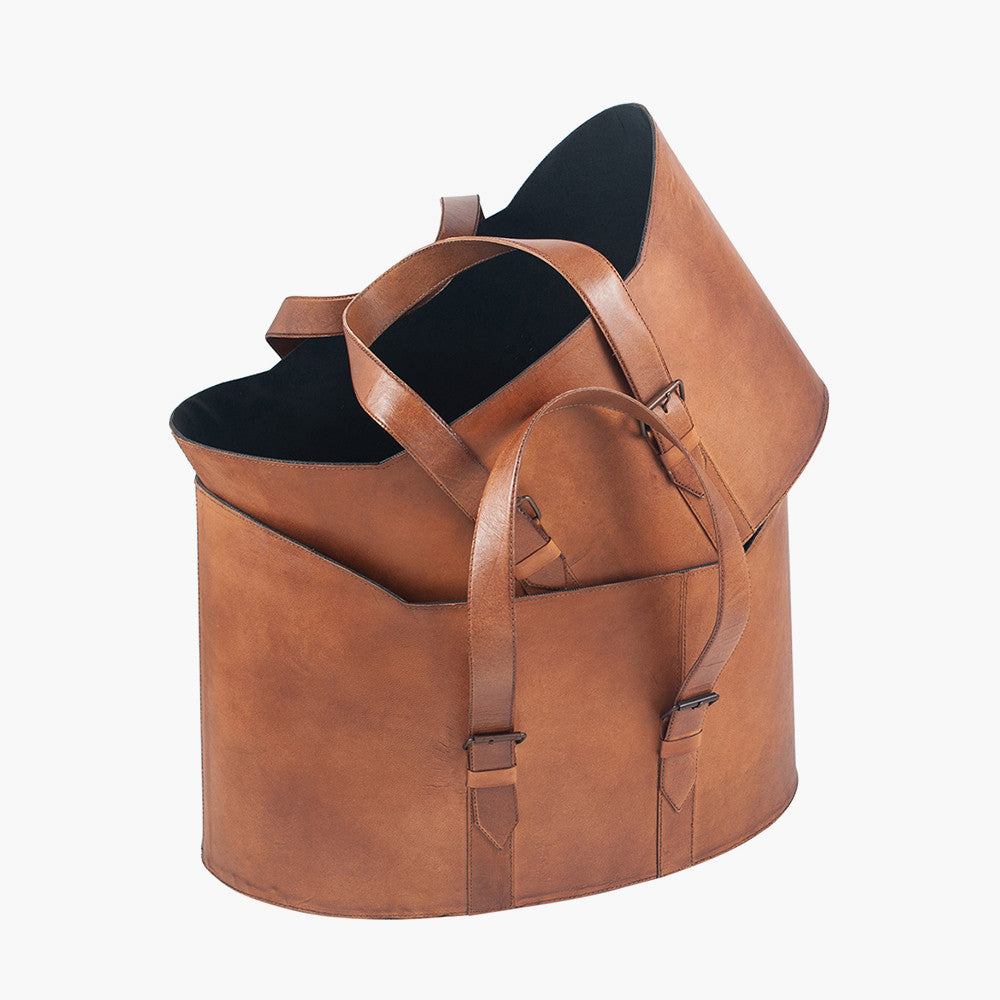 Alessio Set of 2 Vintage Brown Leather Handled Storage