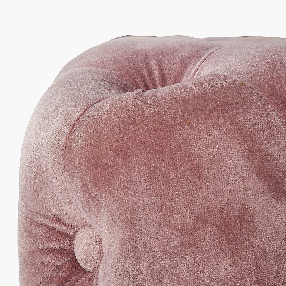 Seraphina Blush Pink Velvet Buttoned Rectangular Ottoman – Luxurious Velvet Footstool for Modern & Classic Homes