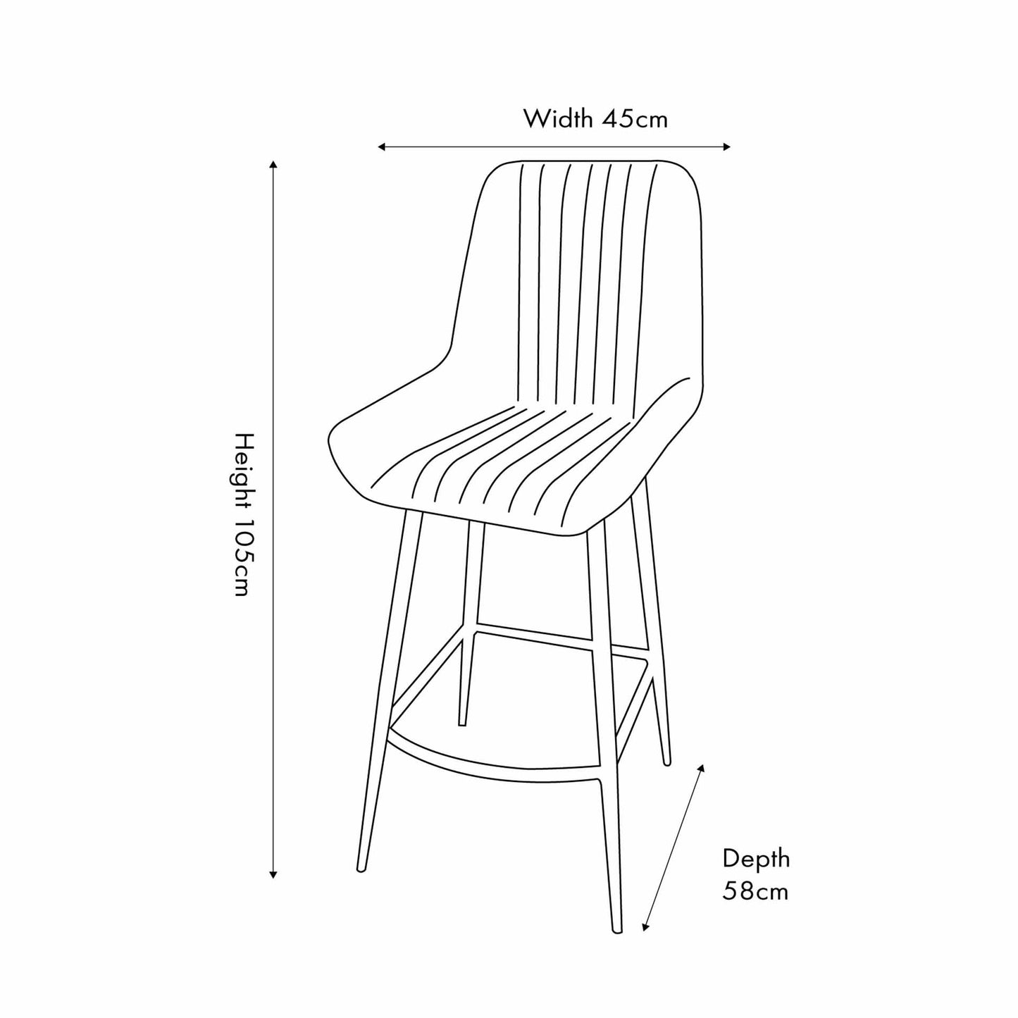 Angelo Peppercorn Leather and Bronze Metal Retro Bar Stool