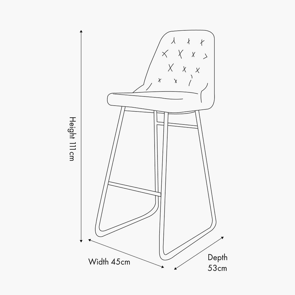 Camillo Mustard Leather Diamond Back Bar Stool