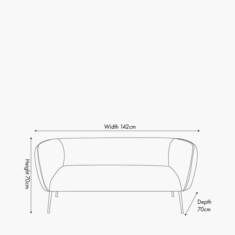 Lucca Biscuit Velvet Sofa with Metal Legs | Compact Velvet Sofa