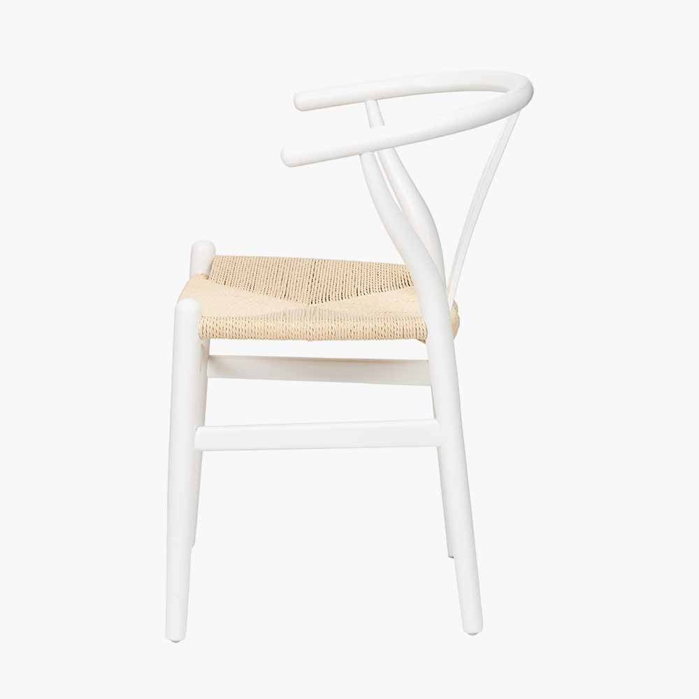 Shop the Quinn Dining Chair, expertly crafted from beech wood and finished in sleek Scandi style white by Pacific Lifestyle. Shop online now at www.nobleandnook.co.uk
