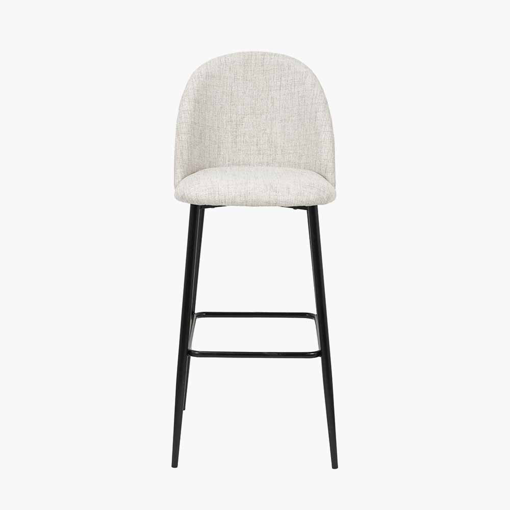 Refine your space with the Turi Pebble Linen Mix and Black Metal Bar Stool with gently curved backrest and soft pebble-toned linen mix upholstery. Shop online today at www.nobleandnook.co.uk