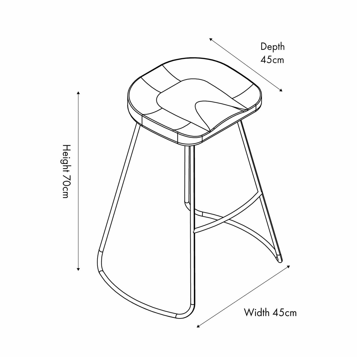 Ash Wood and Black Metal Bar Stool