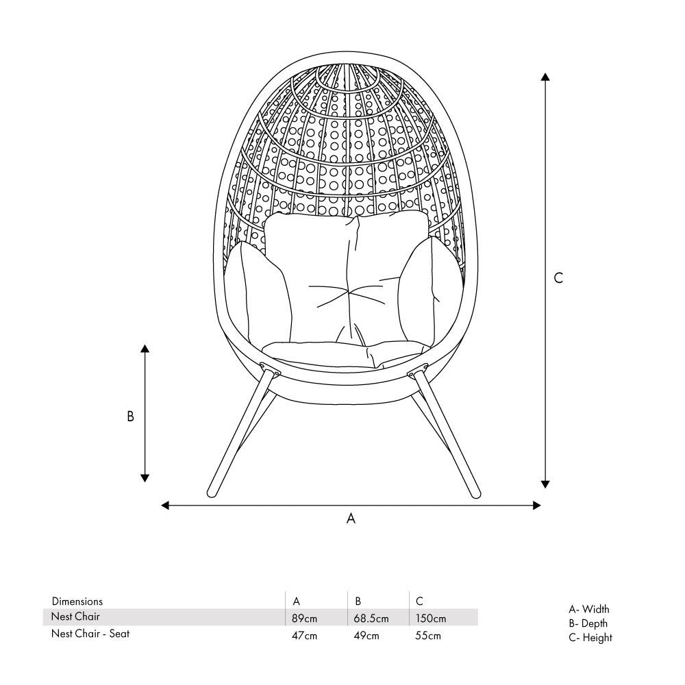 St Kitts Stone Grey Outdoor Single Nest Chair