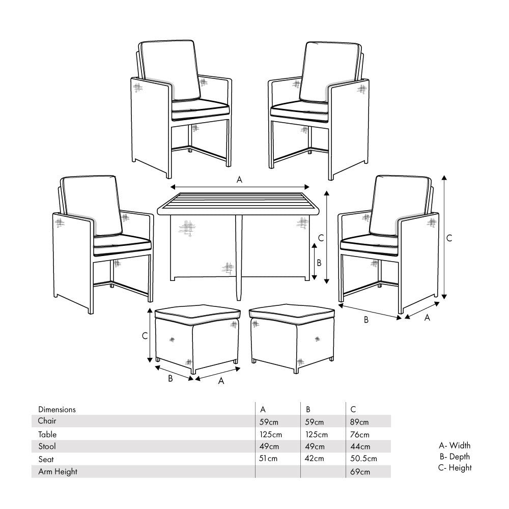 Bermuda Stone Grey Outdoor Cube Set with Ceramic Top
