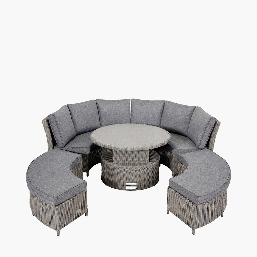 Slate Grey Outdoor Daybed Dining Set with Ceramic Top
