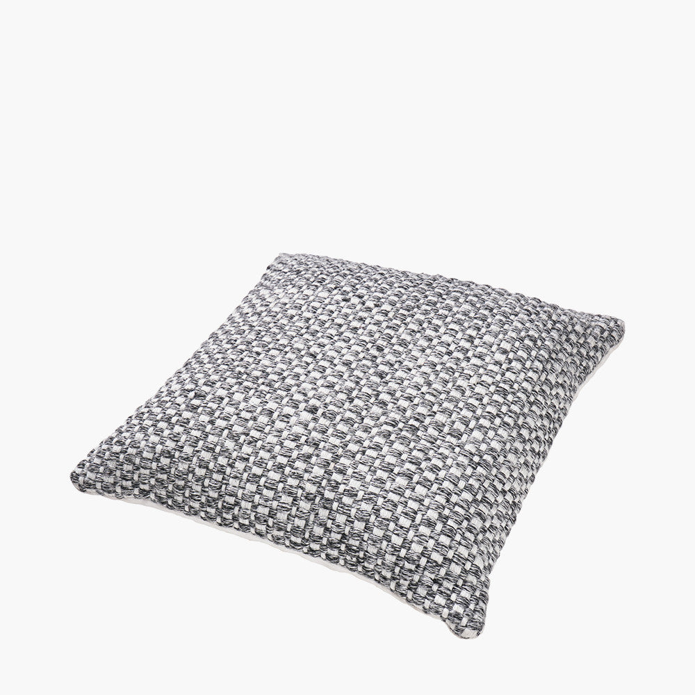 Graphite and White Basket Weave Design Scatter Cushion – Sustainable Indoor & Outdoor Cushion