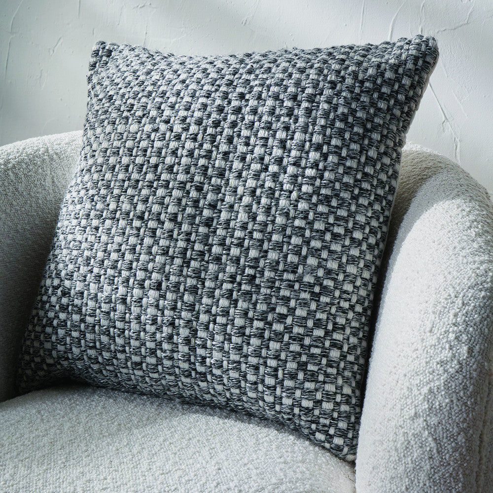 Graphite and White Basket Weave Design Scatter Cushion – Sustainable Indoor & Outdoor Cushion