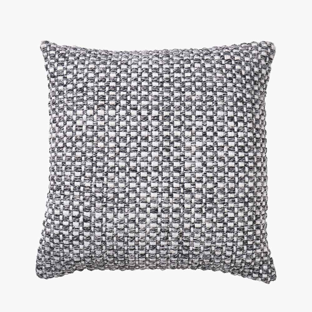 Graphite and White Basket Weave Design Scatter Cushion – Sustainable Indoor & Outdoor Cushion