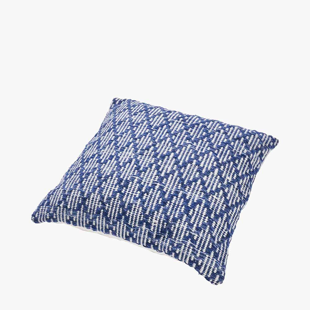 Denim Blue and White Ikat Design Scatter Cushion – Eco-Friendly Indoor & Outdoor Cushion