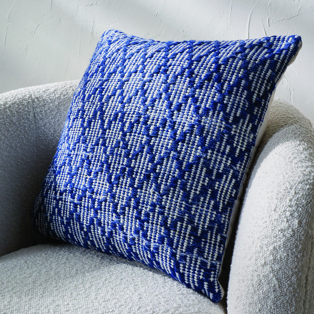 Denim Blue and White Ikat Design Scatter Cushion – Eco-Friendly Indoor & Outdoor Cushion