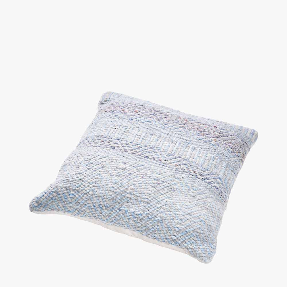 Aqua Blue and White Inca Design Scatter Cushion β Sustainable Indoor & Outdoor Cushion