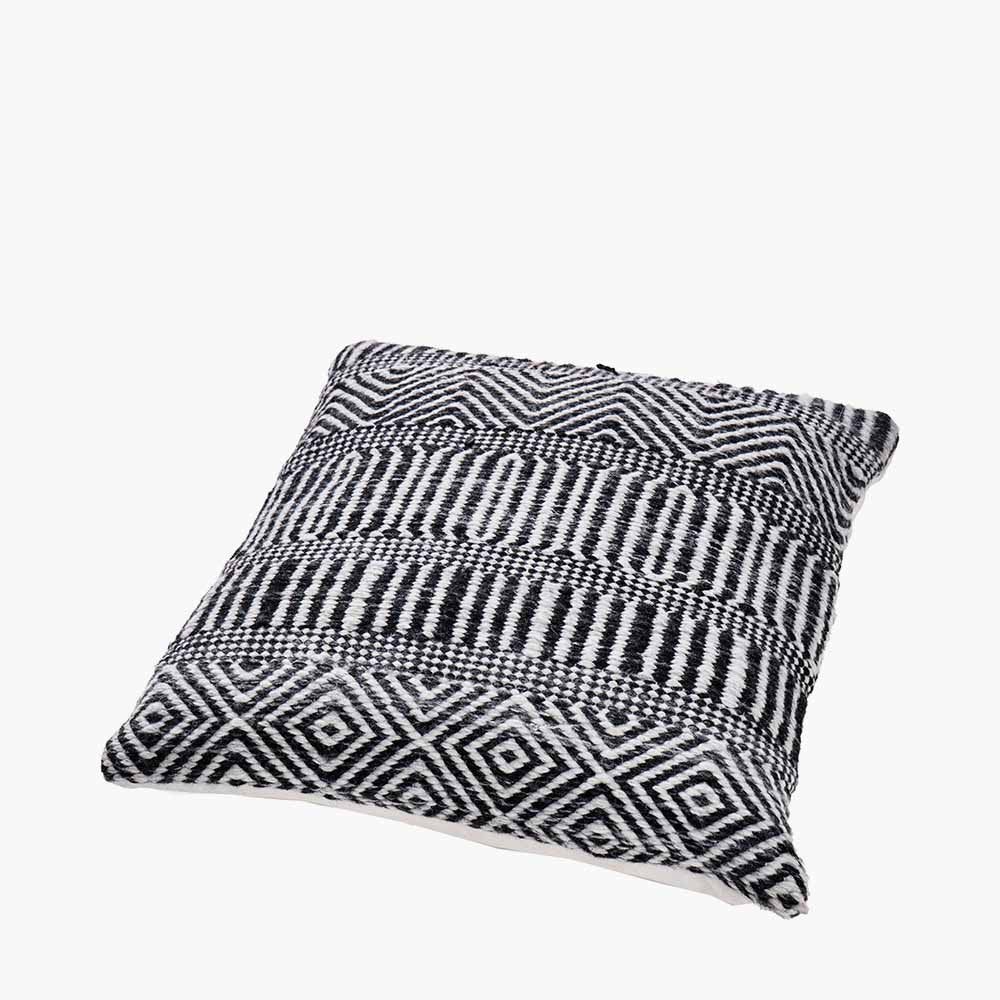 Black and White Inca Design Scatter Cushion – Eco-Friendly Indoor & Outdoor Cushion