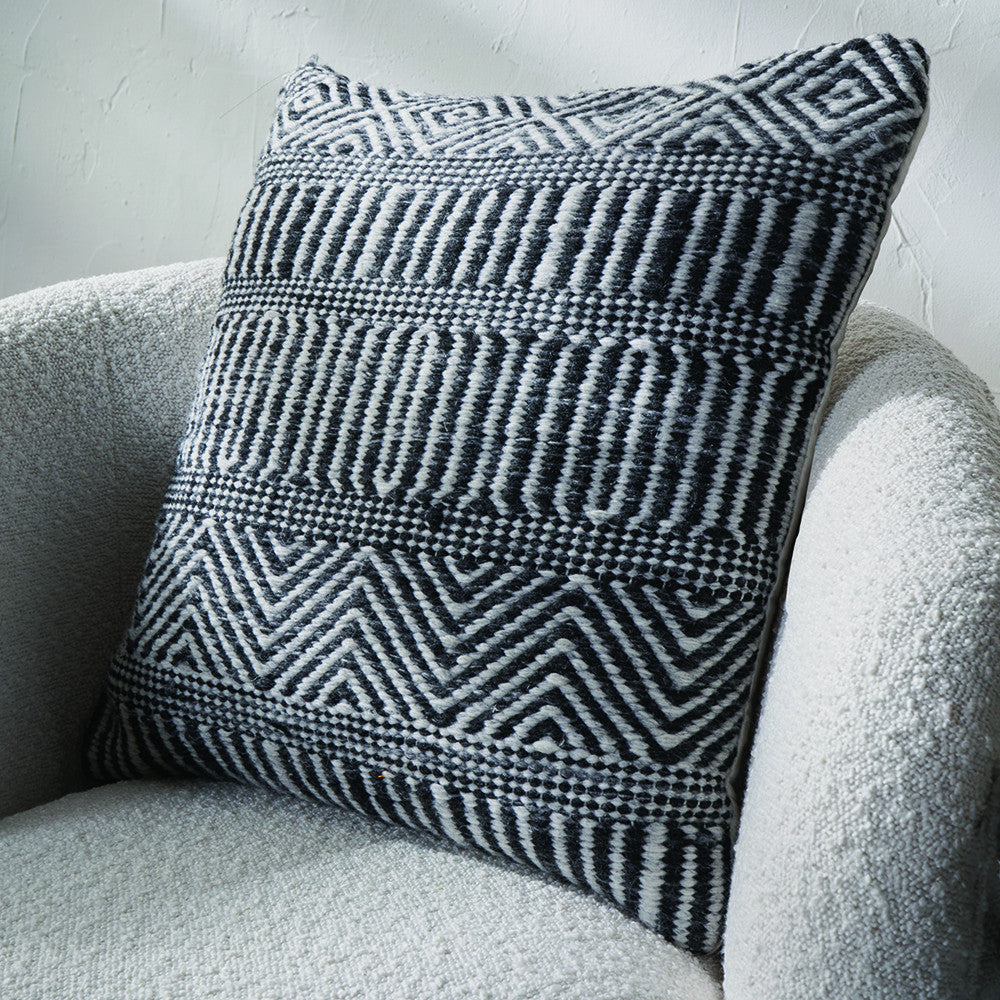 Black and White Inca Design Scatter Cushion – Eco-Friendly Indoor & Outdoor Cushion