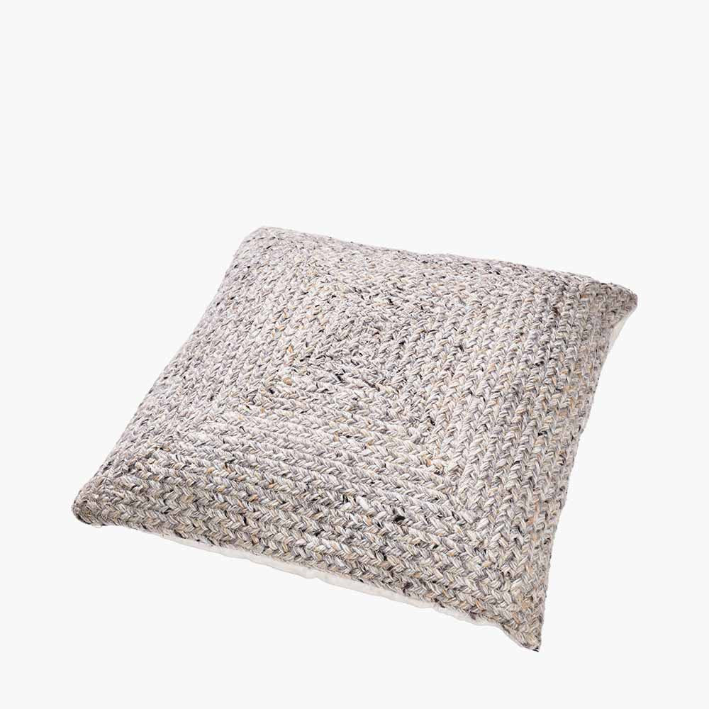 Warm Grey Tweed Design Scatter Cushion β Sustainable Indoor & Outdoor Cushion