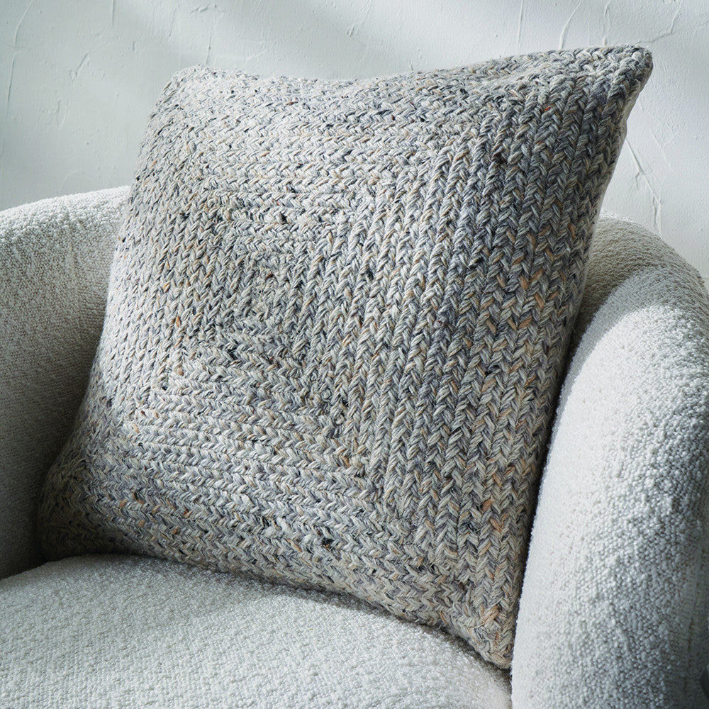 Warm Grey Tweed Design Scatter Cushion β Sustainable Indoor & Outdoor Cushion