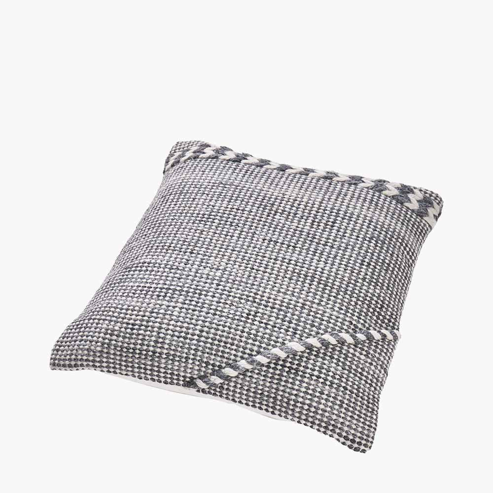 Grey and White Plaited Stripe Design Scatter Cushion – Sustainable Indoor & Outdoor Cushion