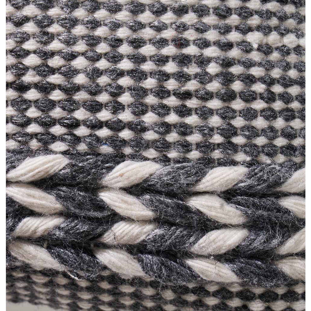 Grey and White Plaited Stripe Design Scatter Cushion – Sustainable Indoor & Outdoor Cushion