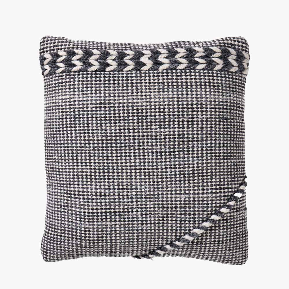 Grey and White Plaited Stripe Design Scatter Cushion – Sustainable Indoor & Outdoor Cushion