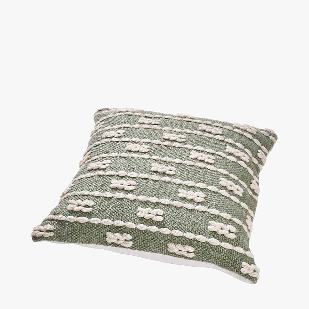 Sage and White Braid Design Square Scatter Cushion – Eco-Friendly Indoor & Outdoor Cushion