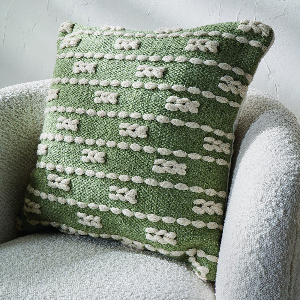 Sage and White Braid Design Square Scatter Cushion – Eco-Friendly Indoor & Outdoor Cushion