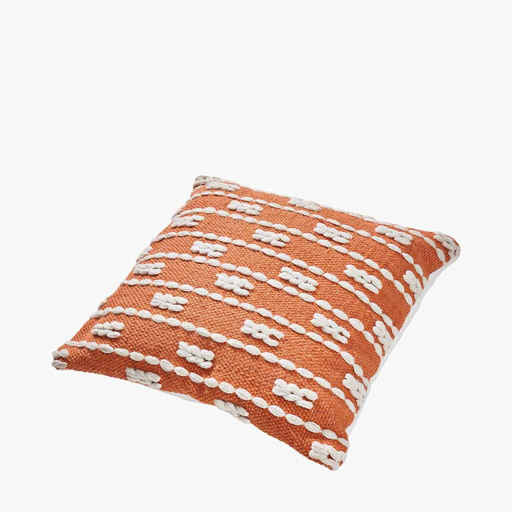 Terracotta and White Braid Design Scatter Cushion – Eco-Friendly Indoor & Outdoor Cushion