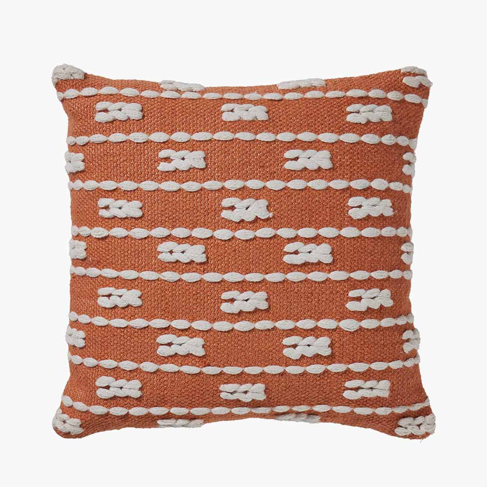 Terracotta and White Braid Design Scatter Cushion – Eco-Friendly Indoor & Outdoor Cushion