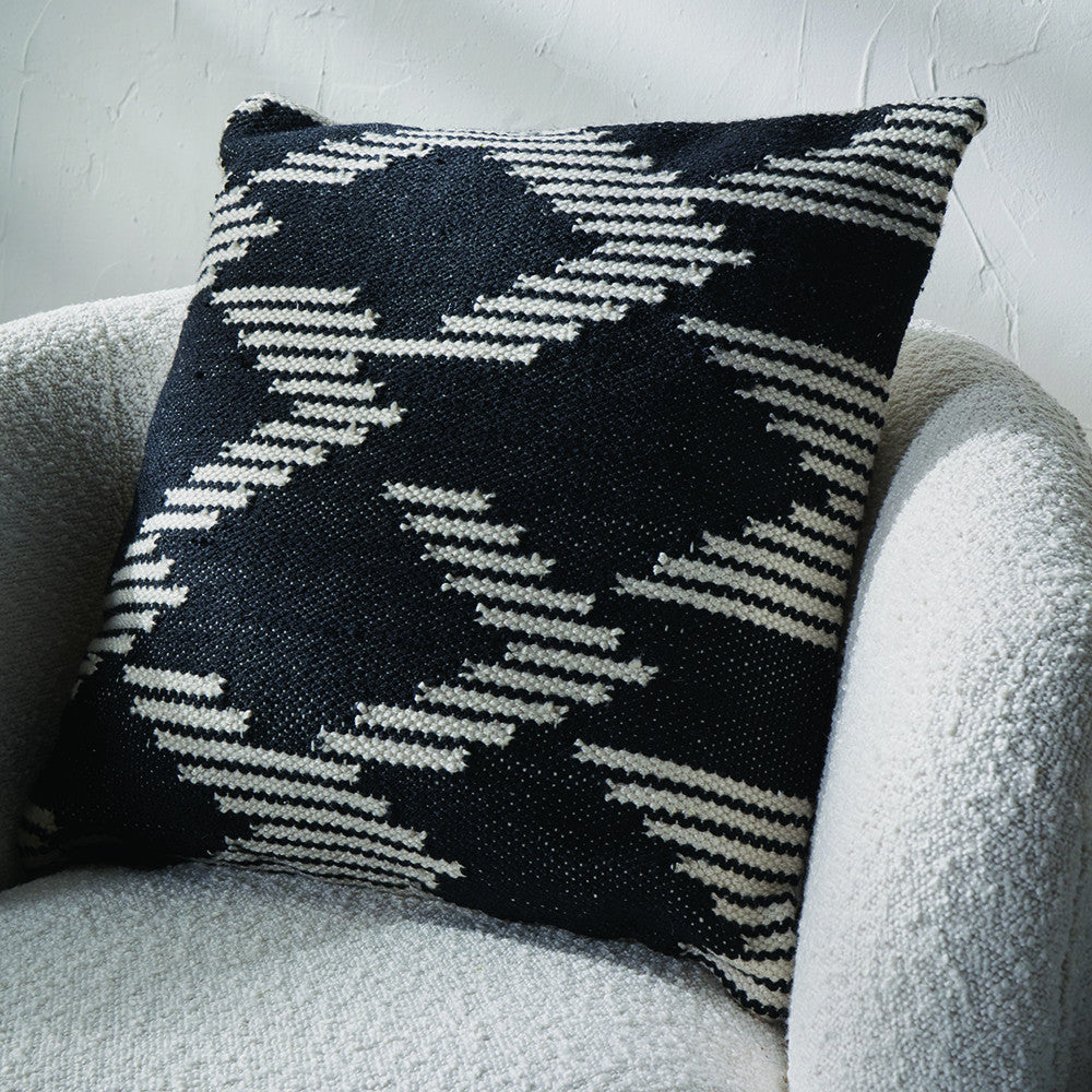 Black and White Chevron Design Scatter Cushion – Eco-Friendly Recycled PET Yarn Cushion
