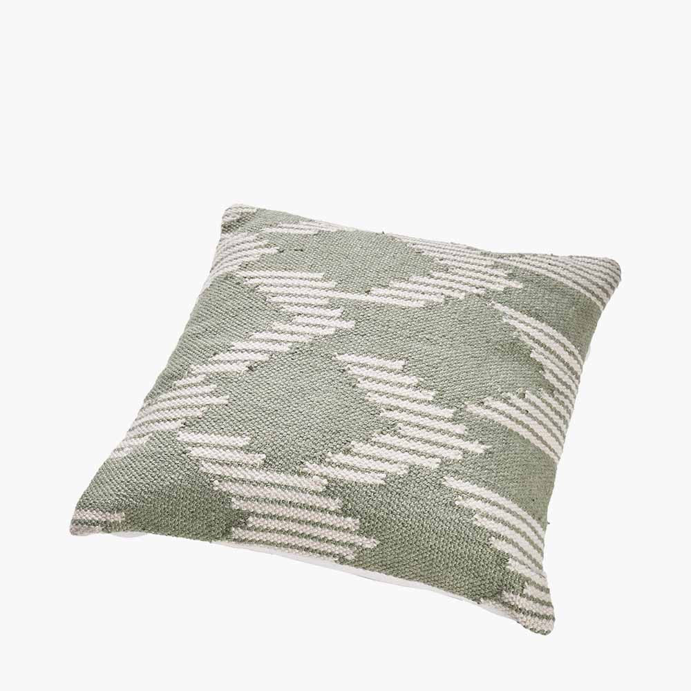 Sage and White Chevron Design Scatter Cushion – Eco-Friendly Indoor & Outdoor Cushion