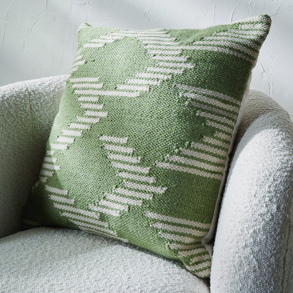 Sage and White Chevron Design Scatter Cushion – Eco-Friendly Indoor & Outdoor Cushion