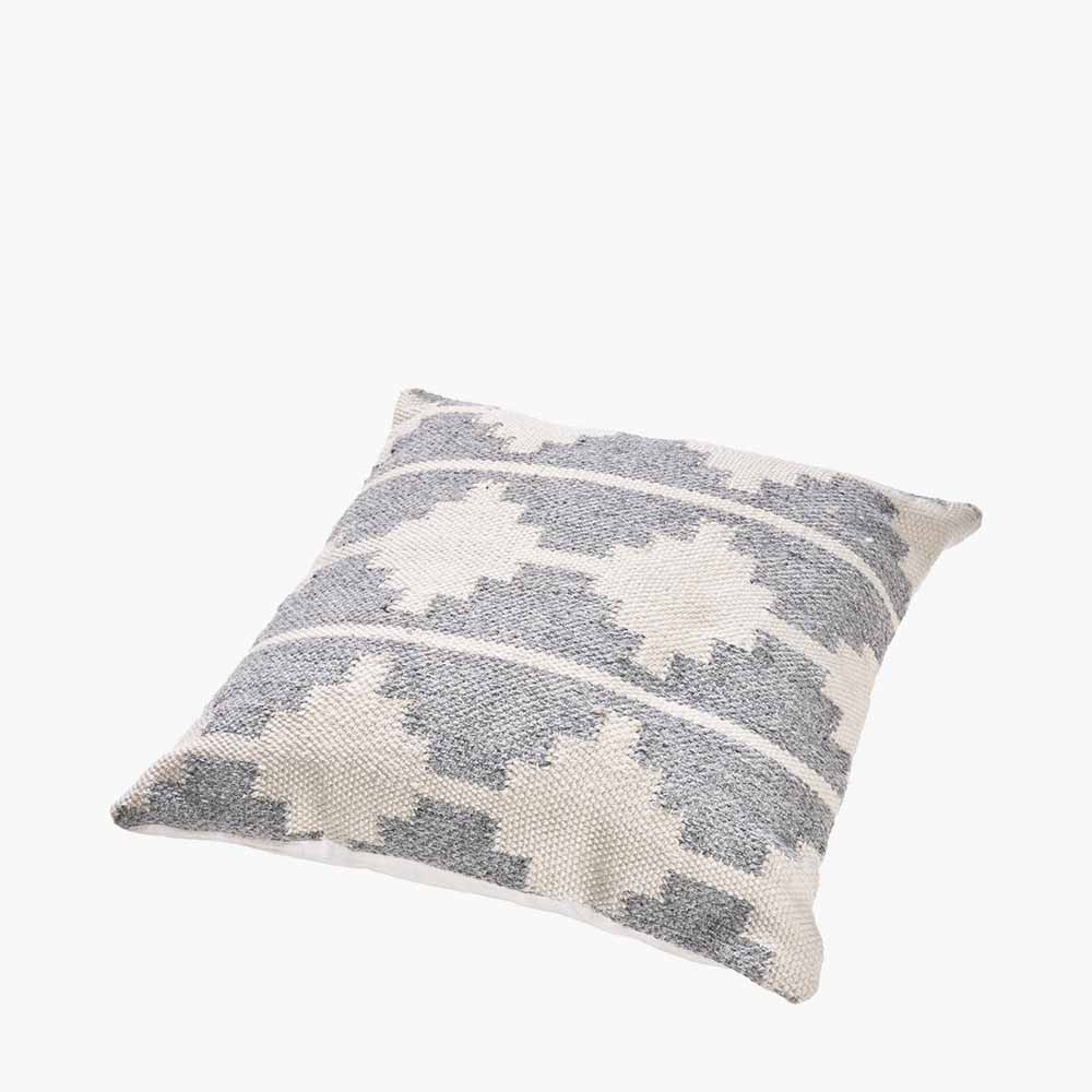 Grey and White Moroccan Design Scatter Cushion – Sustainable Indoor & Outdoor Cushion