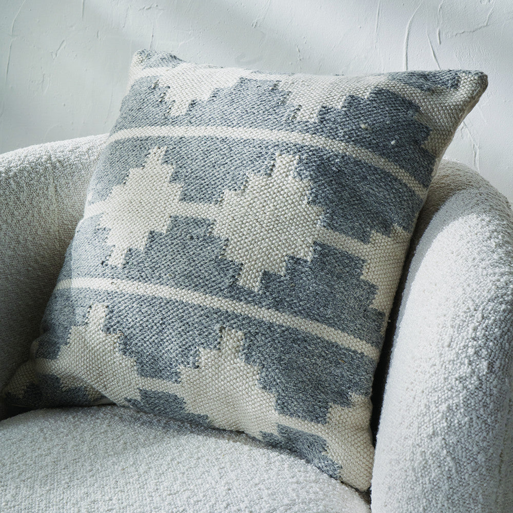 Grey and White Moroccan Design Scatter Cushion – Sustainable Indoor & Outdoor Cushion