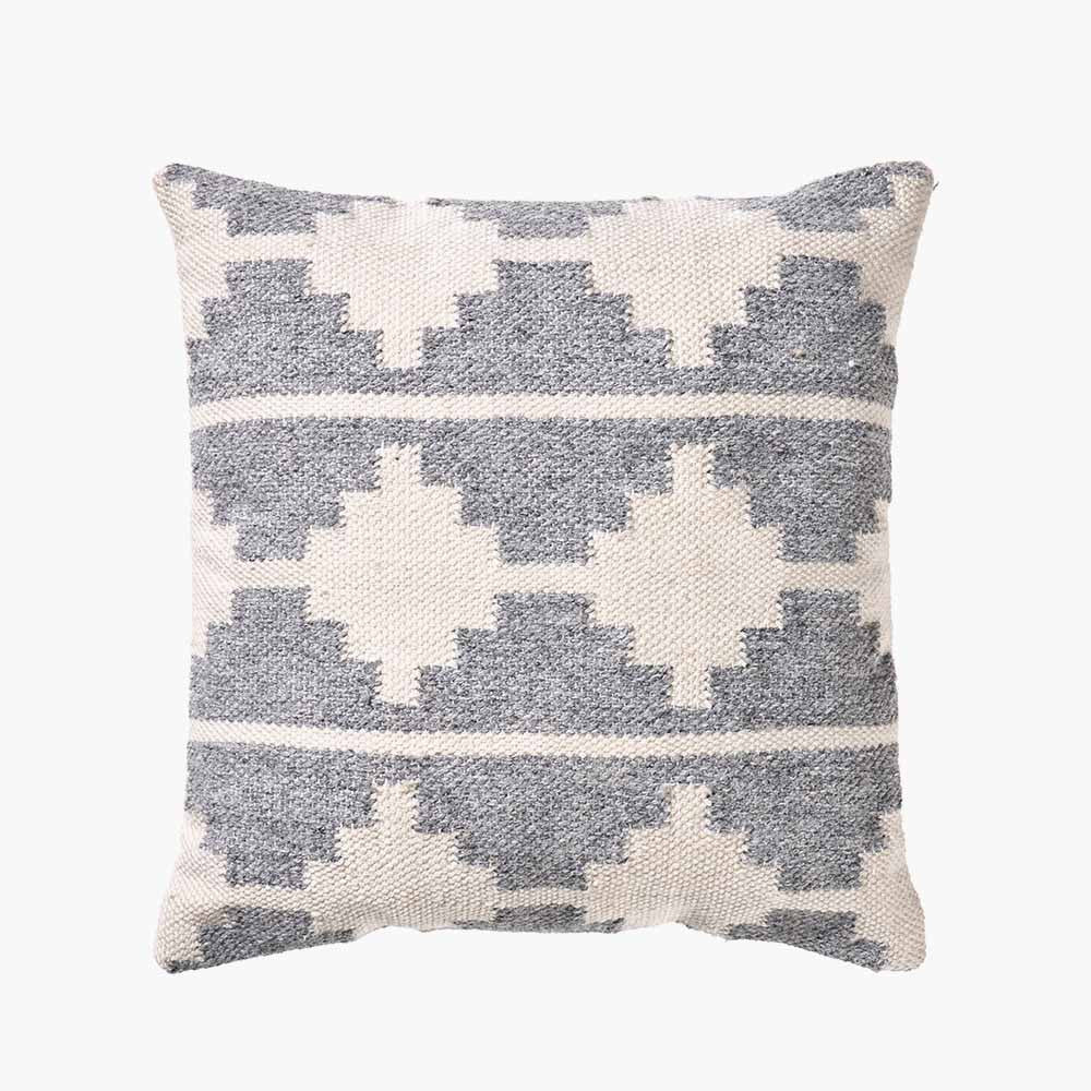 Grey and White Moroccan Design Scatter Cushion – Sustainable Indoor & Outdoor Cushion