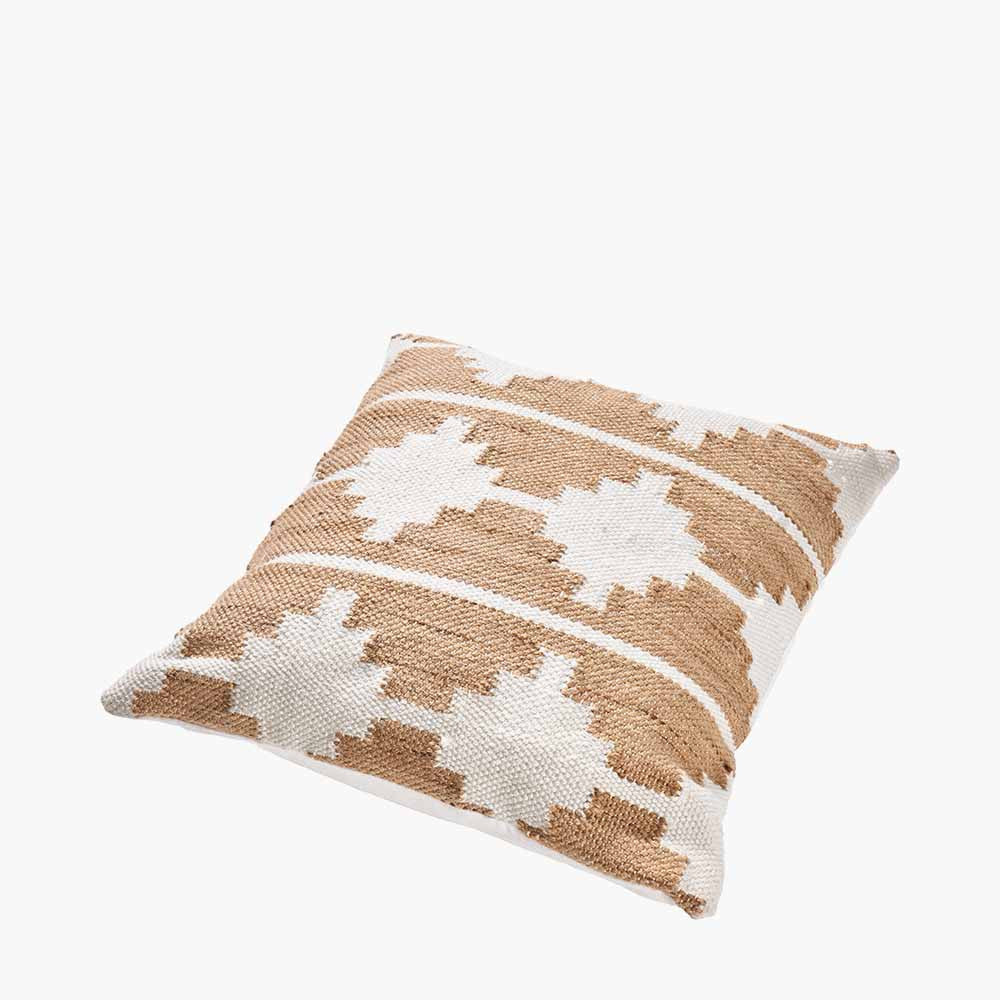 Taupe and White Moroccan Design Scatter Cushion – Sustainable Indoor & Outdoor Cushion
