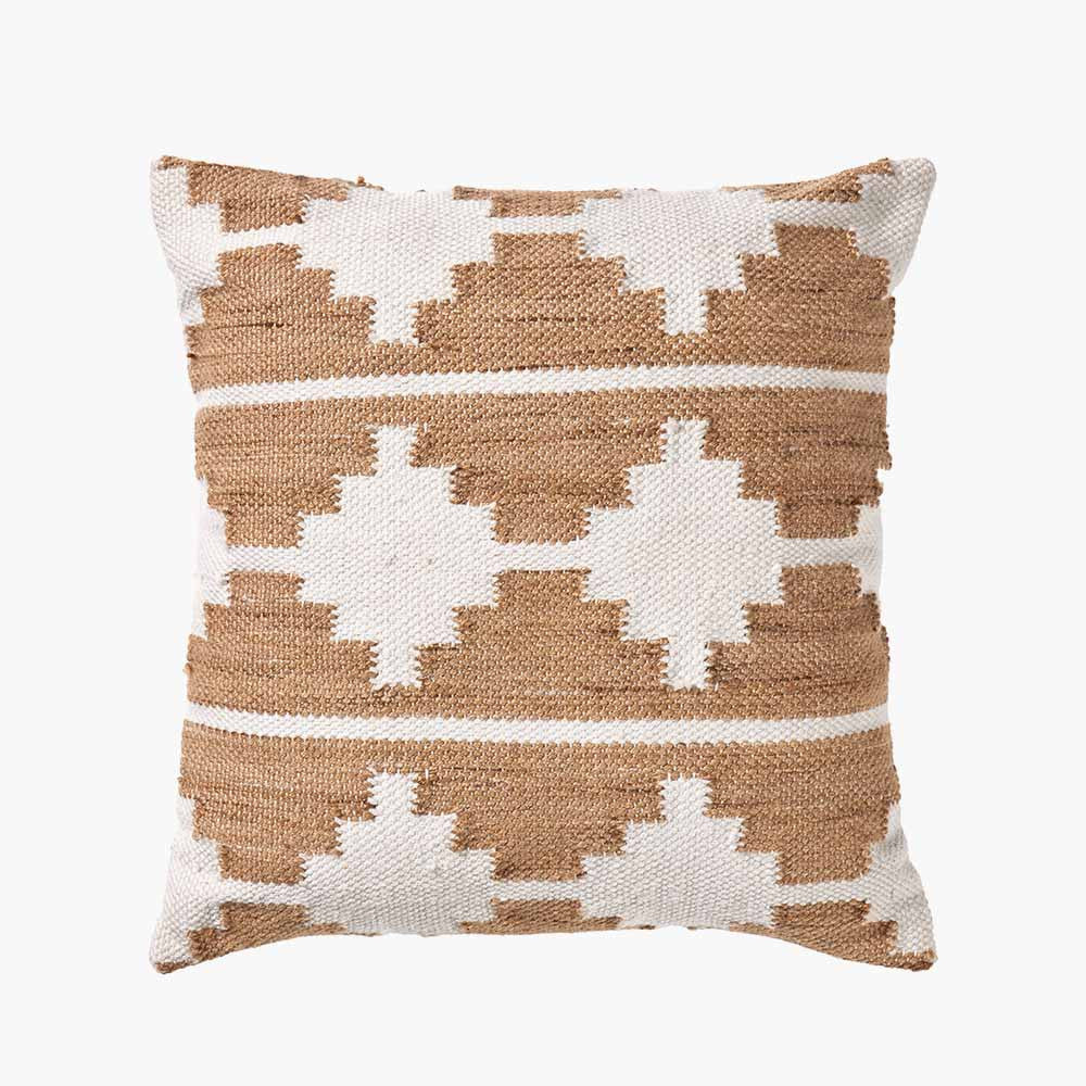 Taupe and White Moroccan Design Scatter Cushion – Sustainable Indoor & Outdoor Cushion