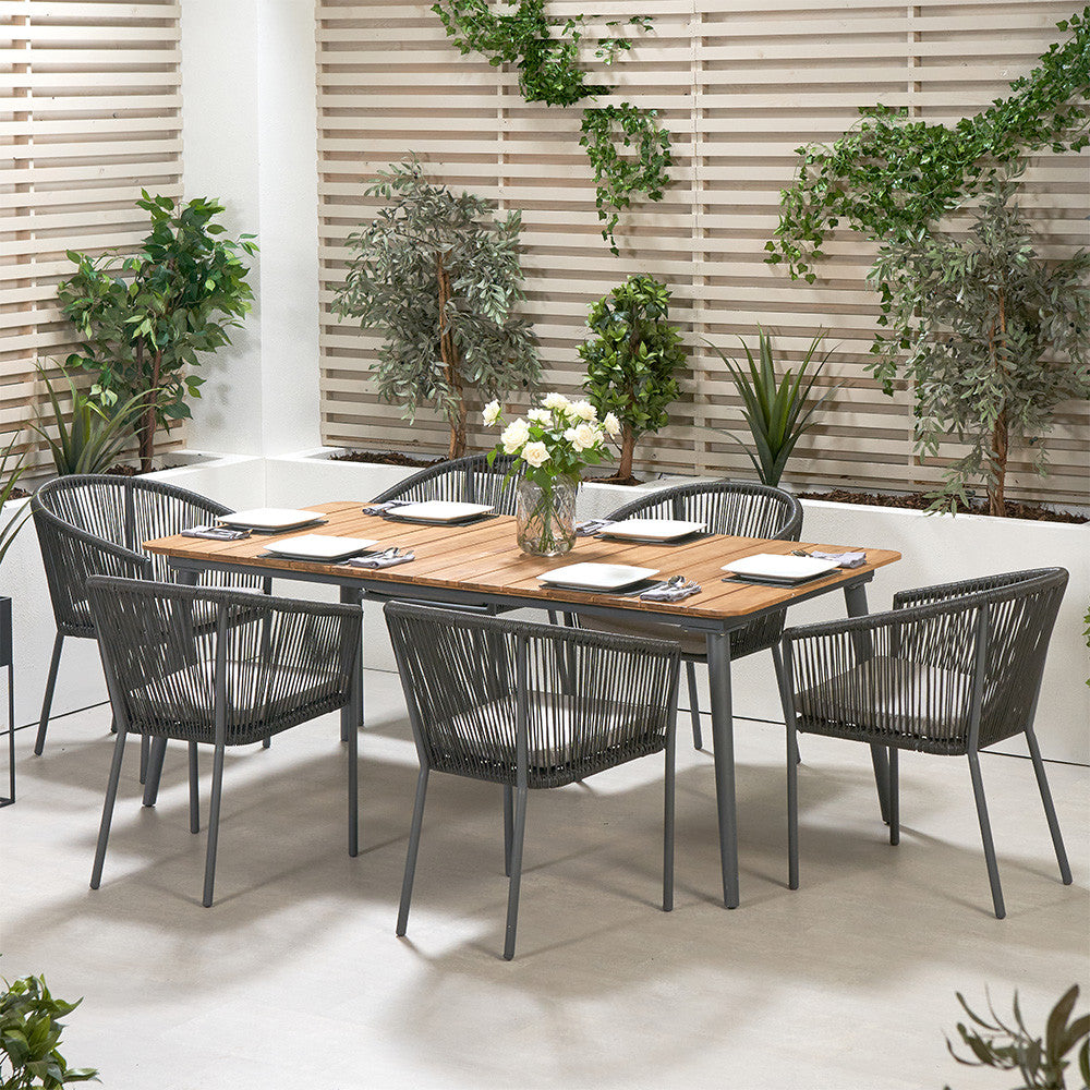 Elevate your outdoor dining with the Reims Outdoor Dining Set. This stylish and durable set is perfect for alfresco meals and gatherings, offering comfort and elegance for your garden or patio. Shop online now at www.nobleandnook.co.uk