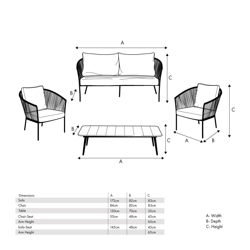 Shop this sophisticated set featuring a 2-seater sofa, two armchairs, and a spacious Acacia wood coffee table, all in a stylish Light Teak finish. Shop online today at www.nobleandnook.co.uk