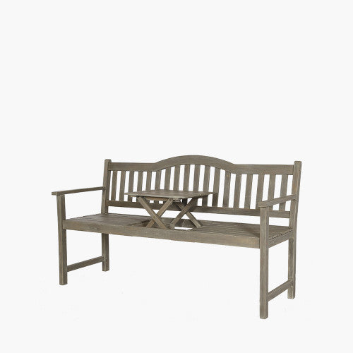 Introducing the Richmond Antique Grey Outdoor Bench with Pop-Up Table, an elegant addition to your garden or patio. Shop online today at www.nobleandnook.co.uk