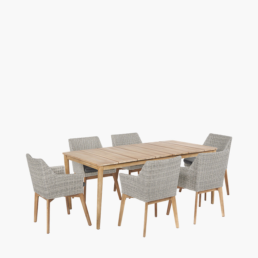 Experience modern al-fresco dining with the Larissa Garden Dining Table and Chairs. Perfect for any outdoor occasion. Shop online today at www.nobleandnook.co.uk