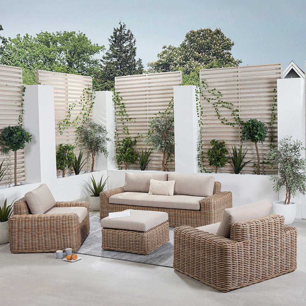 Transform your garden with the Como Natural Antique Garden Seating Set, a stylish and comfortable outdoor furniture set is perfect for any garden. Shop online today at www.nobleandnook.co.uk