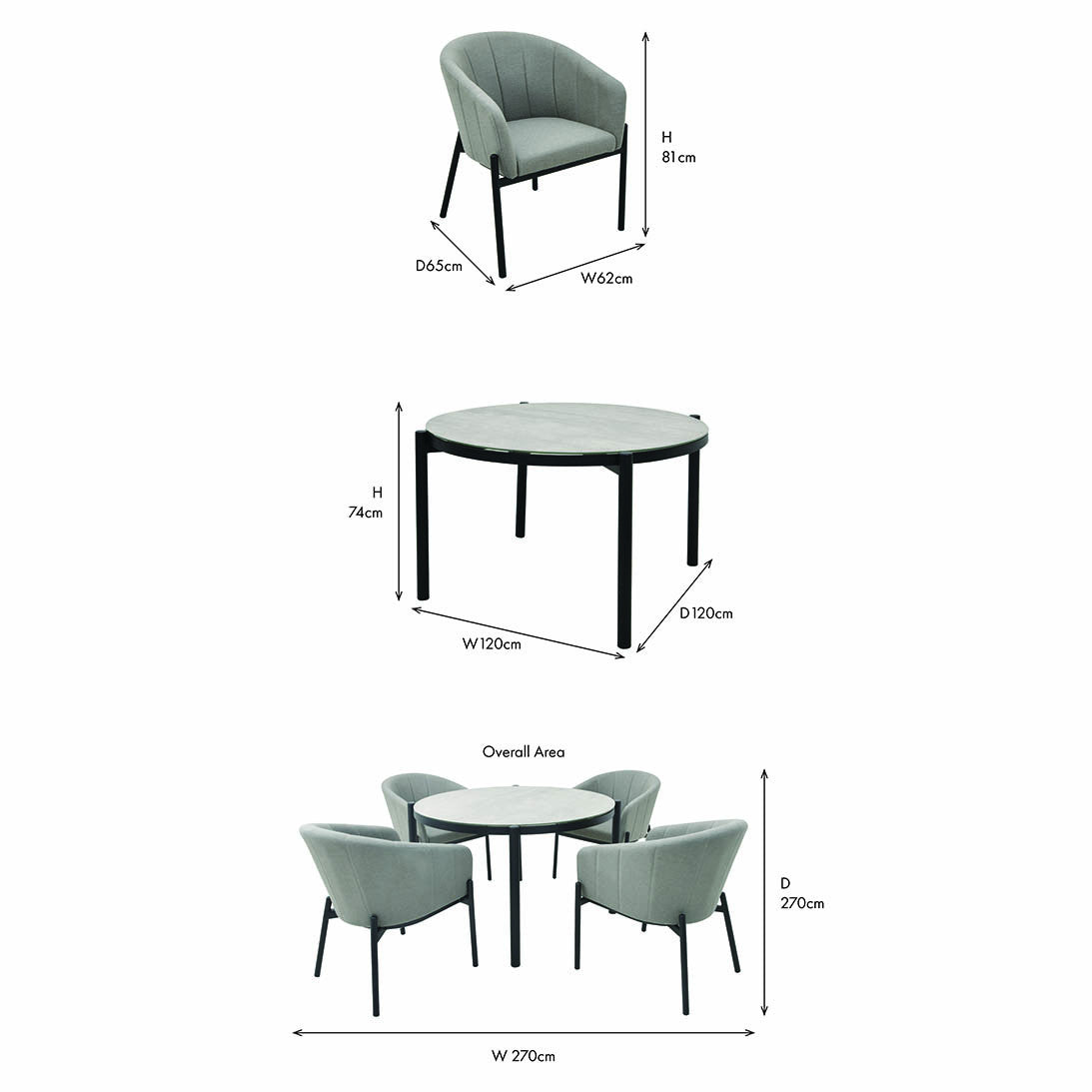 Nevada Putty Outdoor 4 Seater Round Dining Set