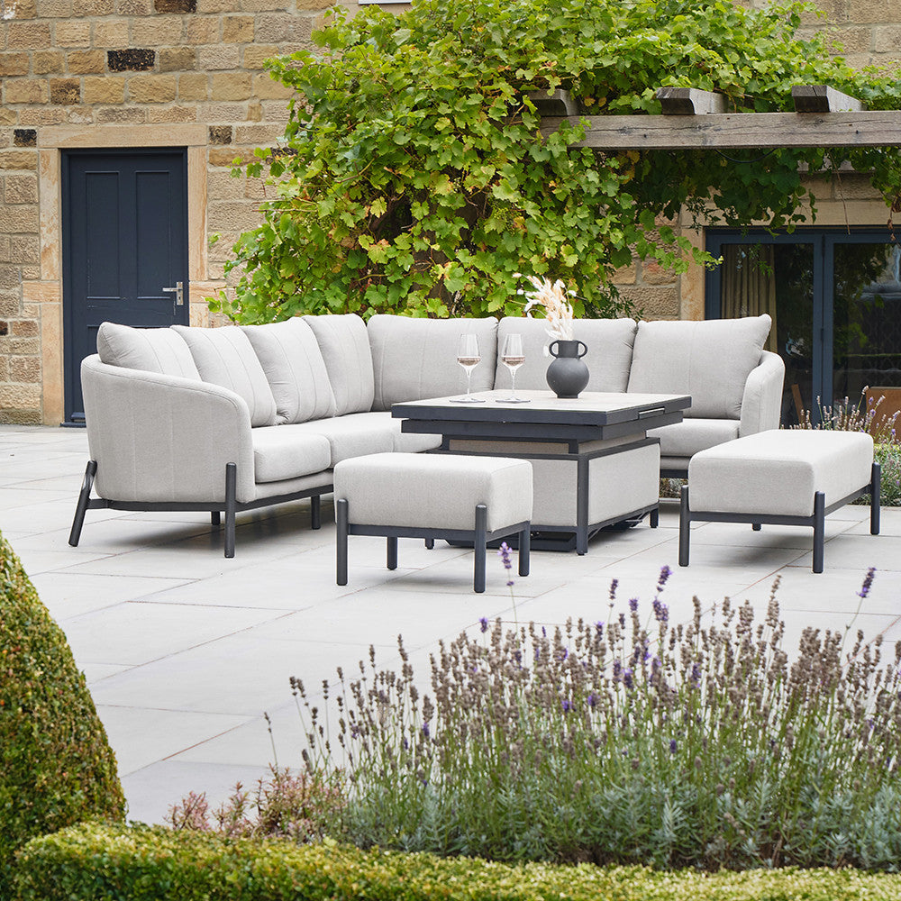 Create a modern and sophisticated outdoor space with the Nevada Large Outdoor Corner Set. Designed for both comfort and durability. Shop online today at www.nobleandnook.co.uk