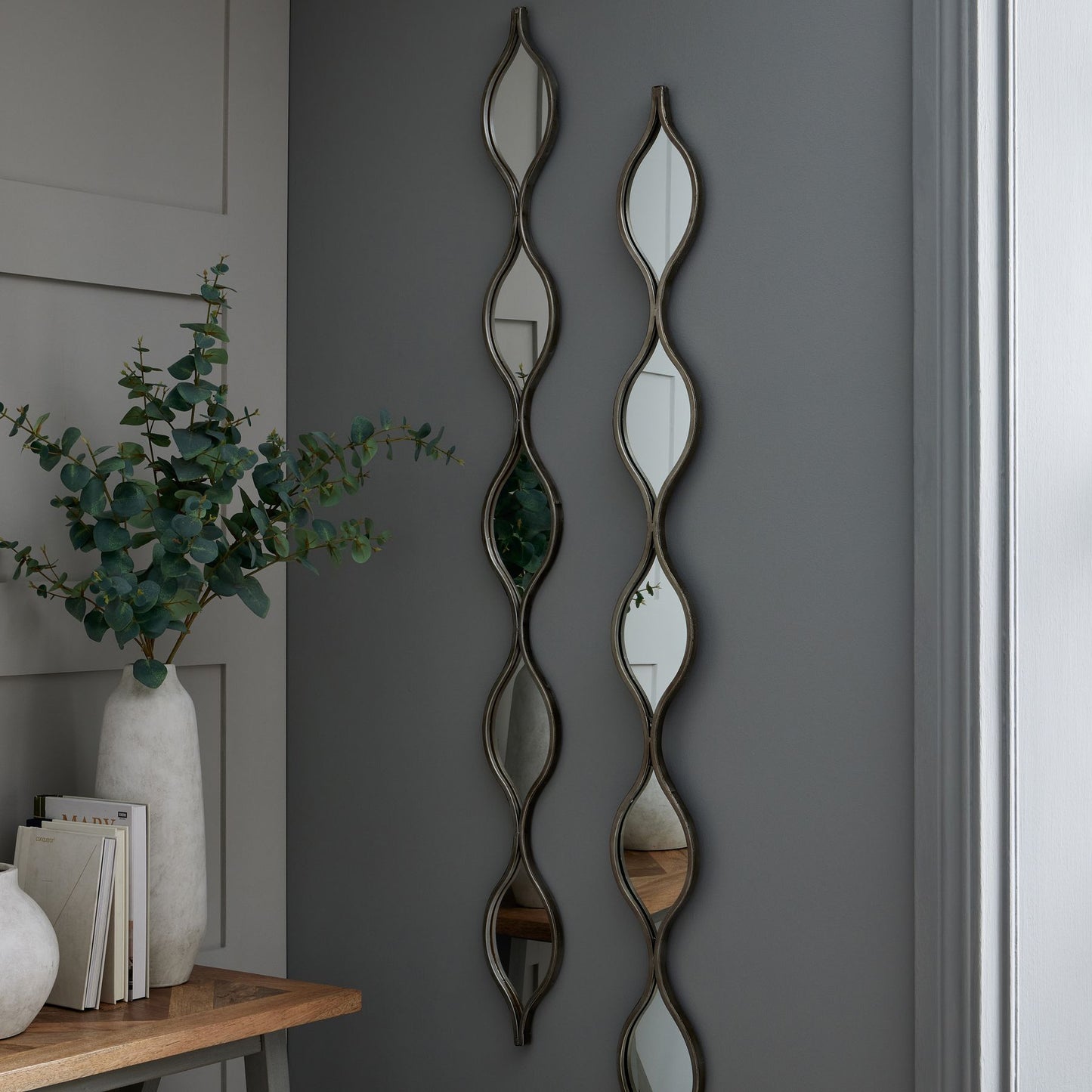 Decorative Hanging Silver Mirror – Tall Slim Wall Mirror for Modern & Rustic Interiors