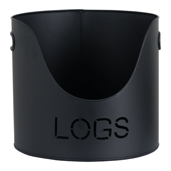 Black Finish Logs and Kindling Buckets with Matchstick Holder – Handcrafted Modern Fireside Set
