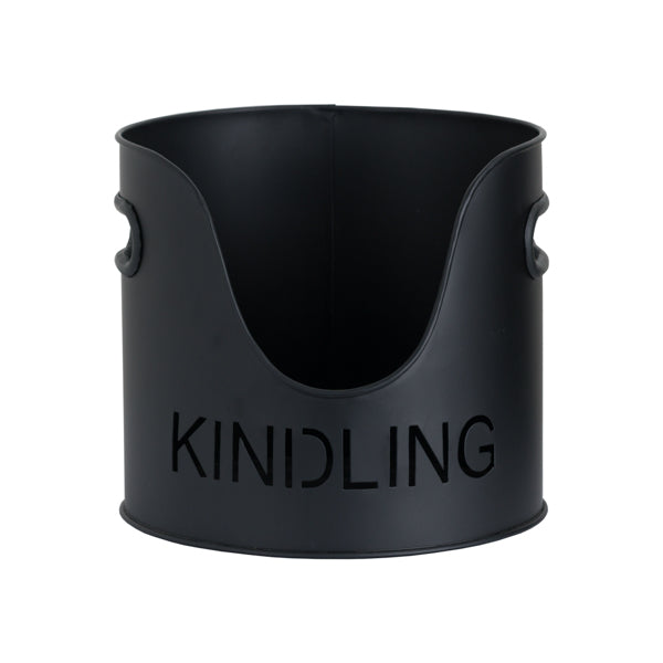 Black Finish Logs and Kindling Buckets with Matchstick Holder – Handcrafted Modern Fireside Set