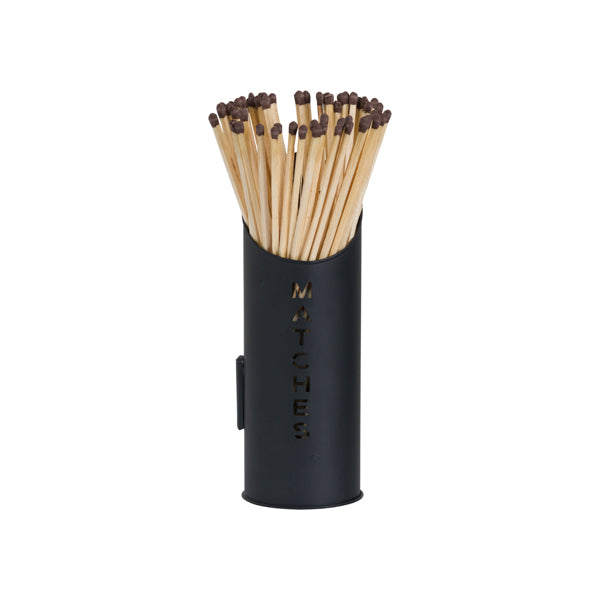 Black Finish Logs and Kindling Buckets with Matchstick Holder – Handcrafted Modern Fireside Set