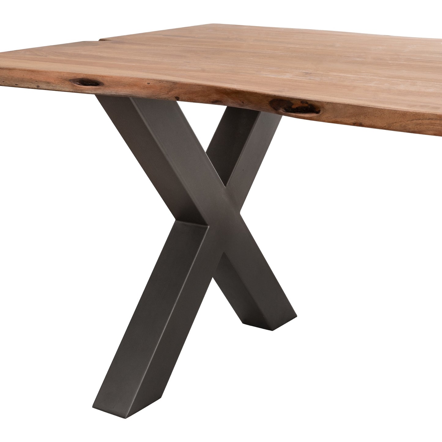 Shop the Live Edge Dining Table combining natural beauty with contemporary handcrafted craftsmanship, featuring a live edge acacia wood top, perfect for family dining. Shop online today at www.nobleandnook.co.uk