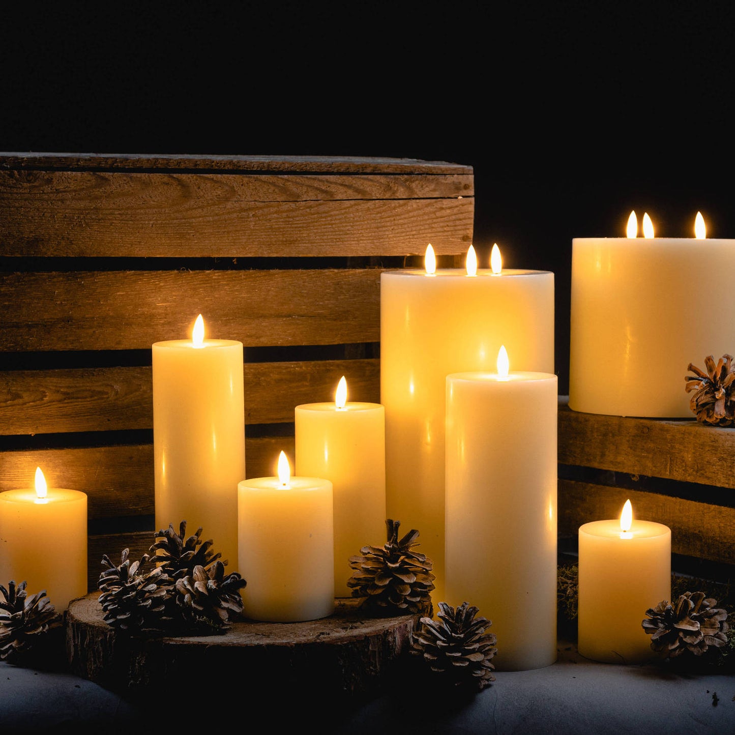 Luxe Collection Natural Glow 3x4 LED Cream Wax Candle – Real Wax Flameless Candle for Cosy Ambience