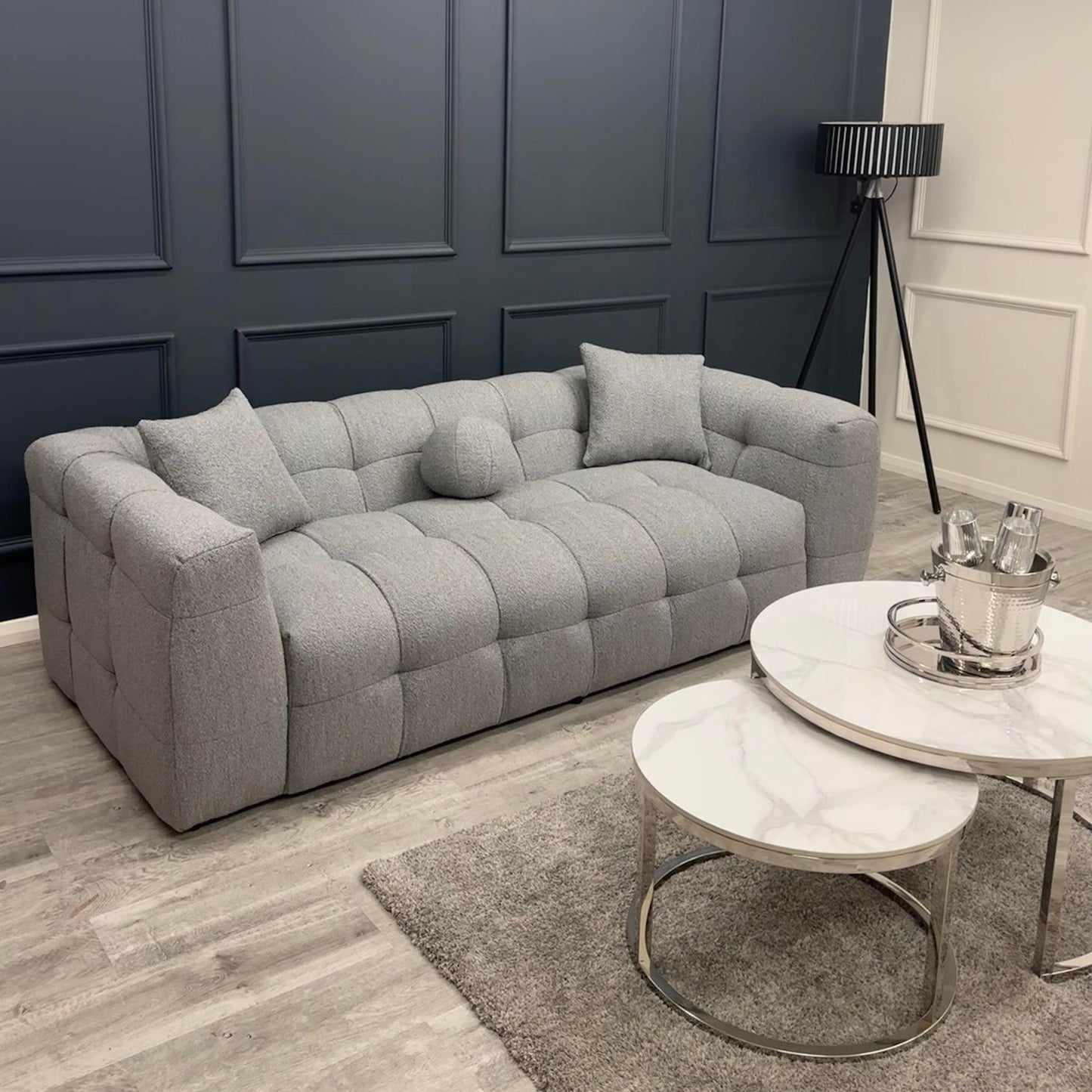 The Bubble Bouclé 3 Seater Sofa offers the perfect blend of modern design and luxurious comfort. Premium high-quality materials and is UK Fire Resistant Tested for safety. Shop online at www.nobleandnook.co.uk